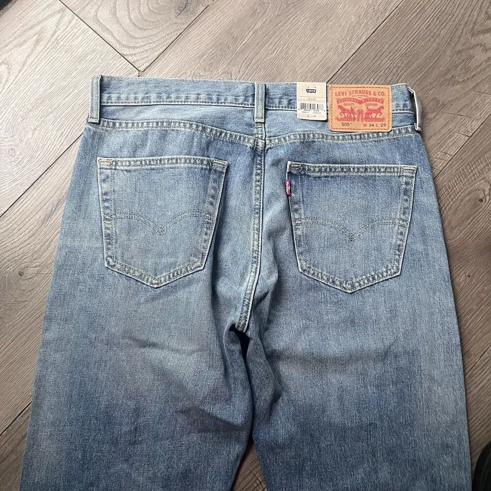 Levi's 505 Regular Fit Straight Leg Light Wash Men's 34x29 NEW!